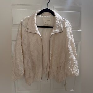 Anthropologie Cream Bomber Jacket